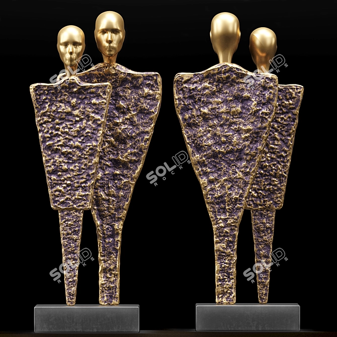 Elegant Couple Sculpture for Home Decor 3D model image 2