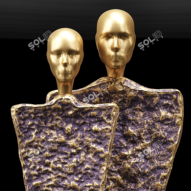 Elegant Couple Sculpture for Home Decor 3D model image 3