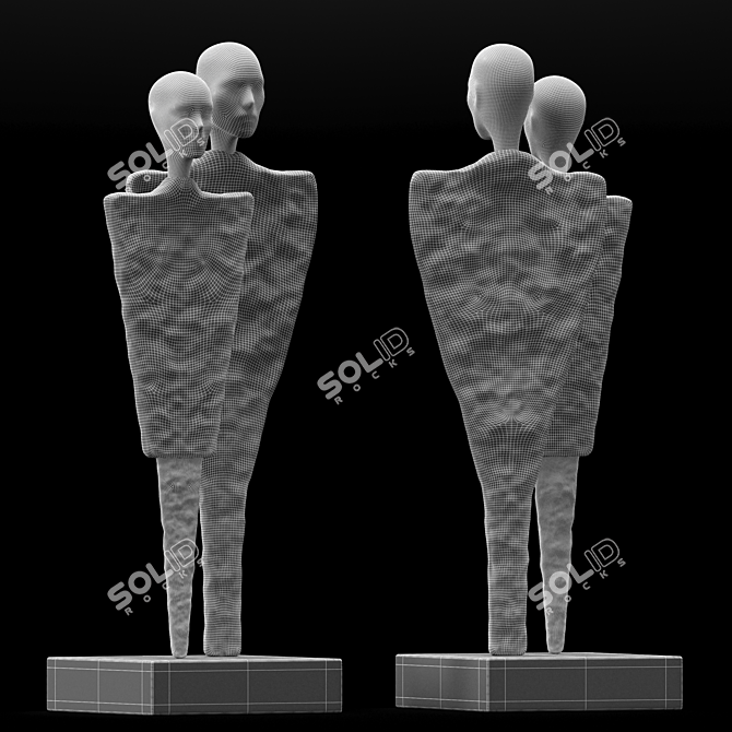 Elegant Couple Sculpture for Home Decor 3D model image 5