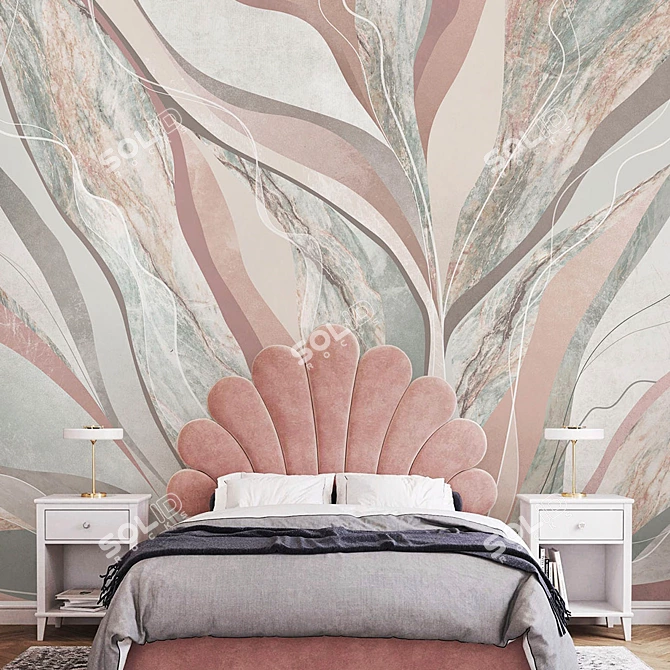 Stony Flower Eco-Murals: Customizable & Waterproof 3D model image 3