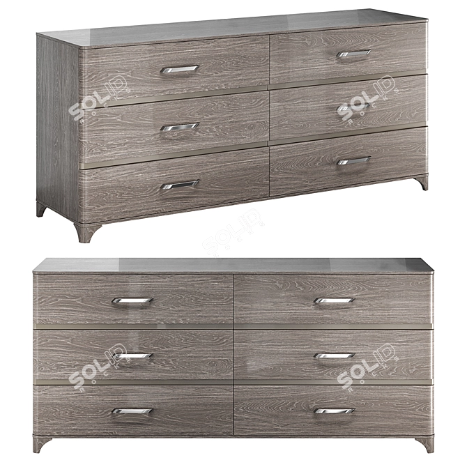 Modern Low Chest of Drawers - Camelgroup Maia Silver 3D model image 1