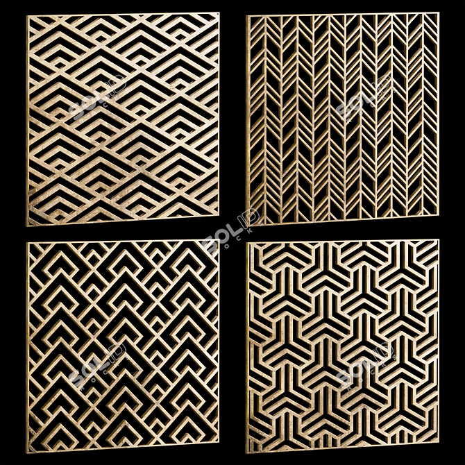 Square Decorative Panels Set 3D model image 1