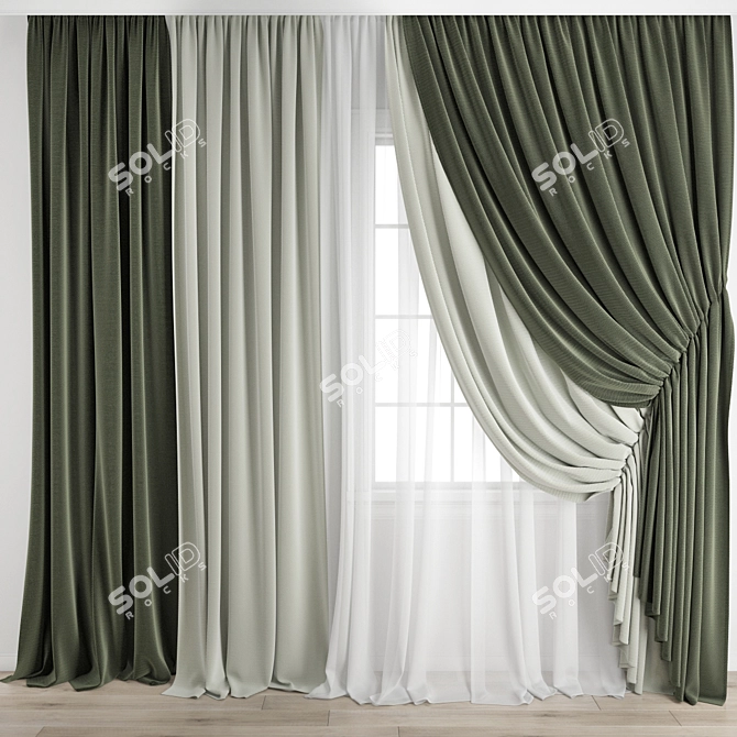 Elegant Polygon Curtain Model 3D model image 1