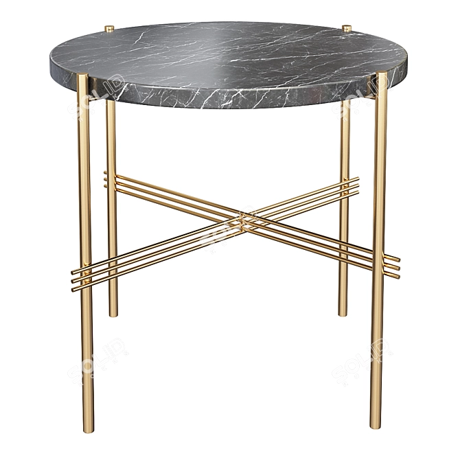 Sleek Black Marble X Side Table 3D model image 1