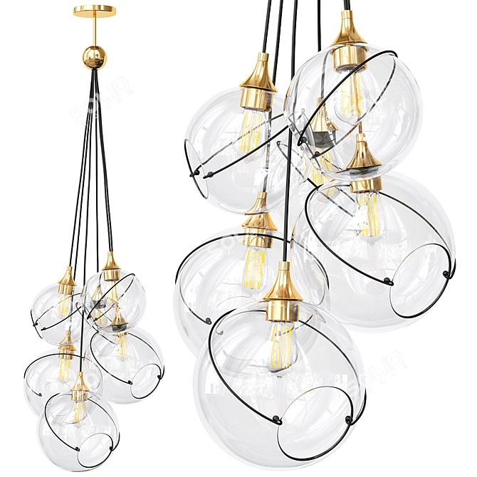 Skye 6-Light Chandelier: Elegant Illumination for Any Space 3D model image 1