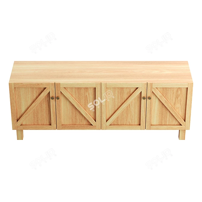 Rustic Oak Wood Farmhouse Credenza 3D model image 3