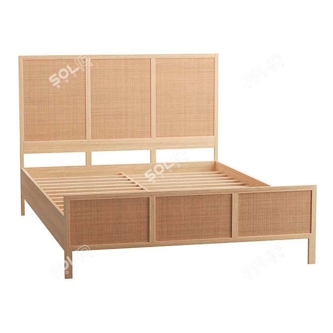 Modern Boho Mango Wood Ivy Bed 3D model image 1