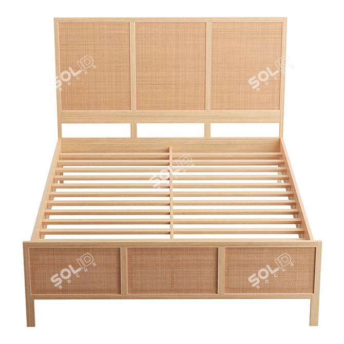 Modern Boho Mango Wood Ivy Bed 3D model image 3