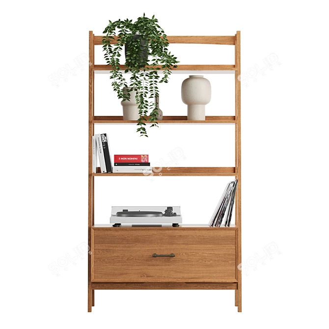 Mid-Century Kai Hutch: Stylish Storage Solution 3D model image 2