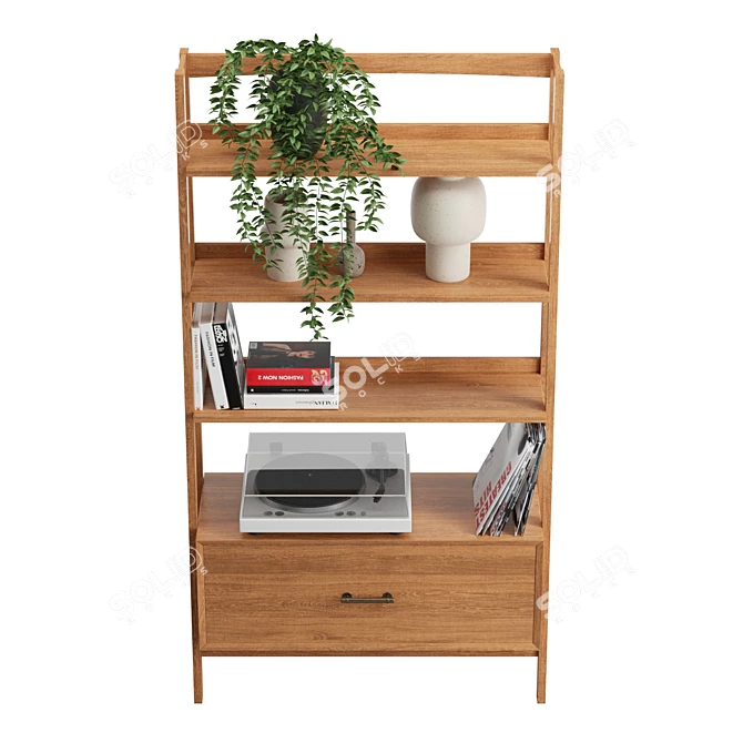 Mid-Century Kai Hutch: Stylish Storage Solution 3D model image 3