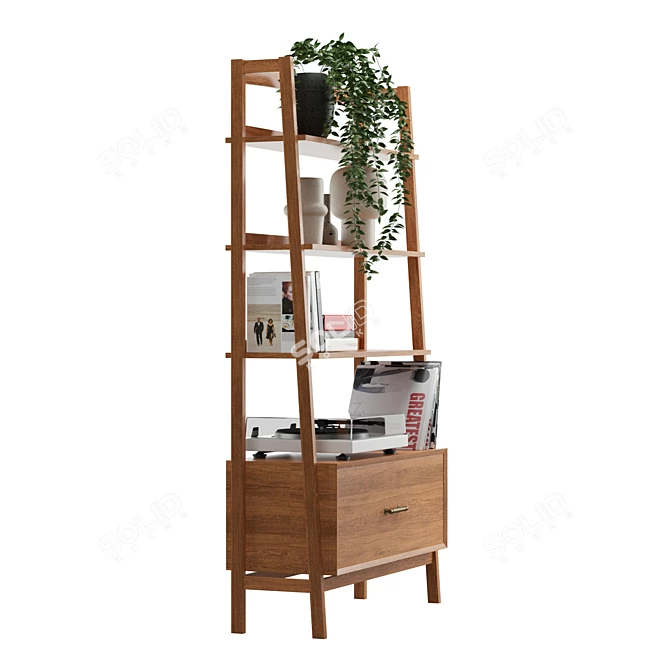 Mid-Century Kai Hutch: Stylish Storage Solution 3D model image 4