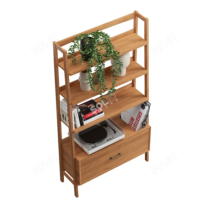 Mid-Century Kai Hutch: Stylish Storage Solution 3D model image 5