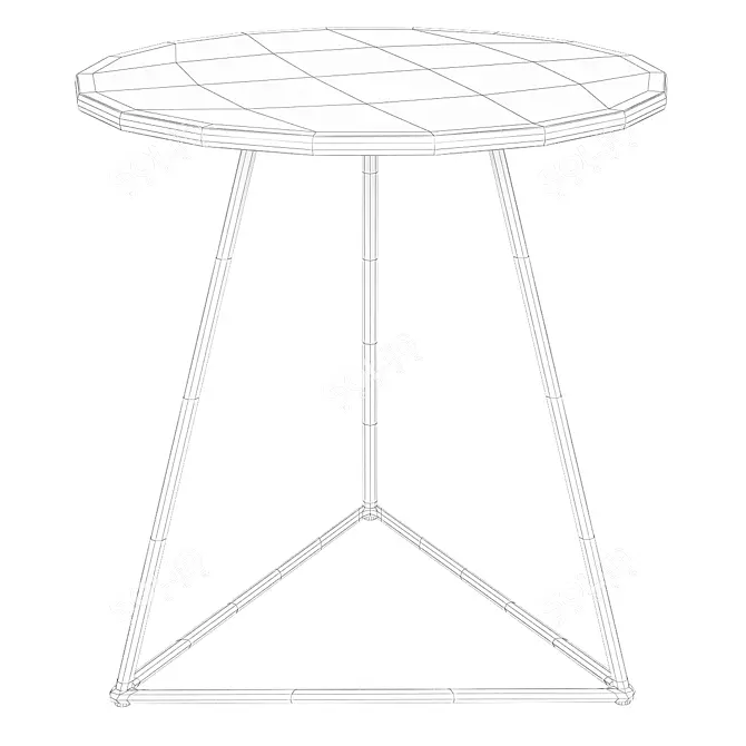 Elegant Marble & Metal Accent Table 3D model image 2