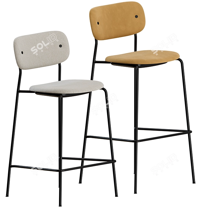 Elegant Upholstered Co Bar Chair 3D model image 1