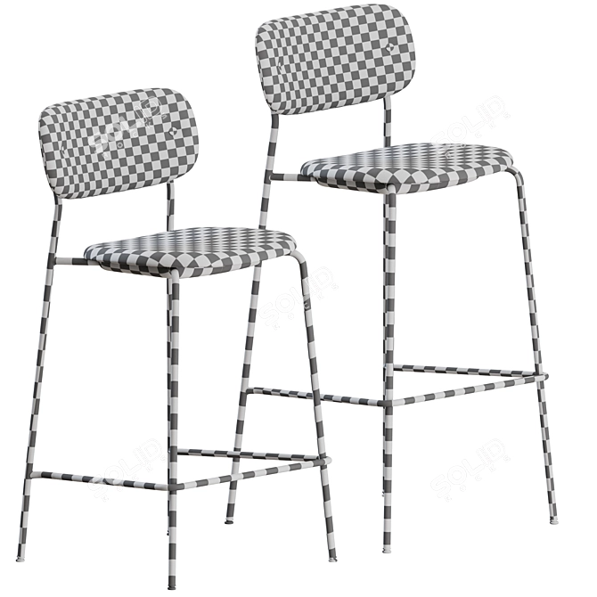 Elegant Upholstered Co Bar Chair 3D model image 2