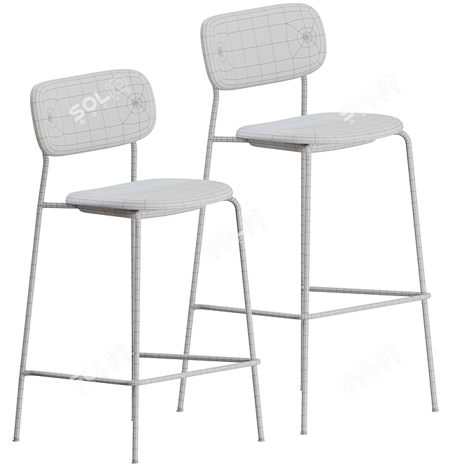 Elegant Upholstered Co Bar Chair 3D model image 3