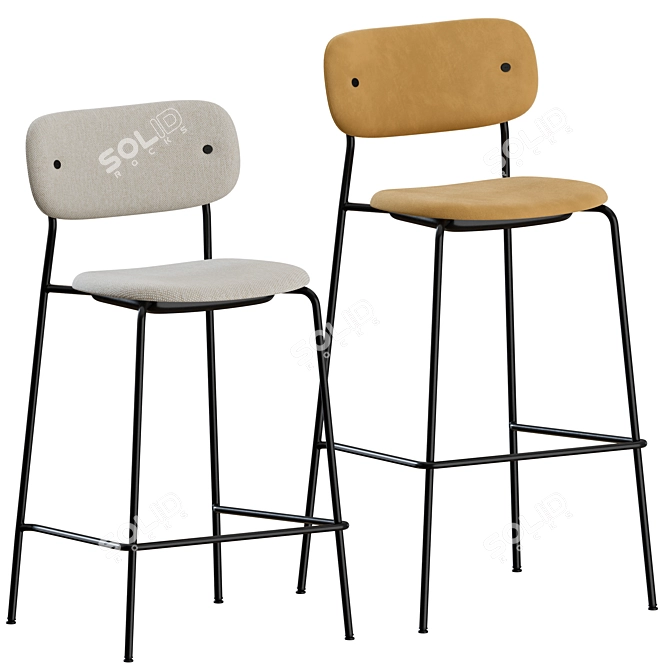 Elegant Upholstered Co Bar Chair 3D model image 4