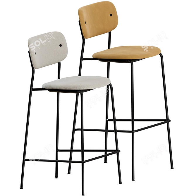 Elegant Upholstered Co Bar Chair 3D model image 5