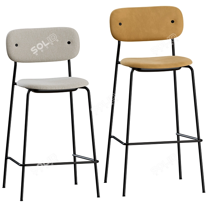 Elegant Upholstered Co Bar Chair 3D model image 7