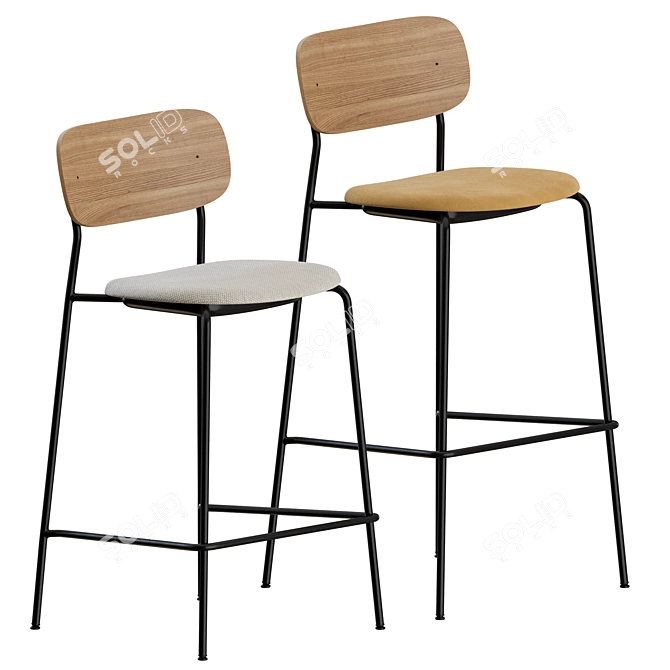 Menu Co Upholstered Bar Stools - Set of 2 3D model image 1