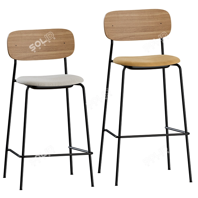 Menu Co Upholstered Bar Stools - Set of 2 3D model image 5