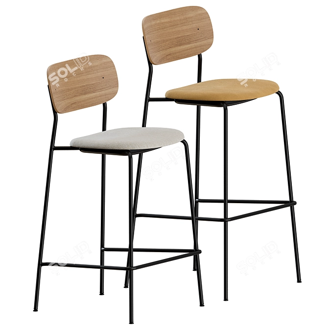 Menu Co Upholstered Bar Stools - Set of 2 3D model image 7