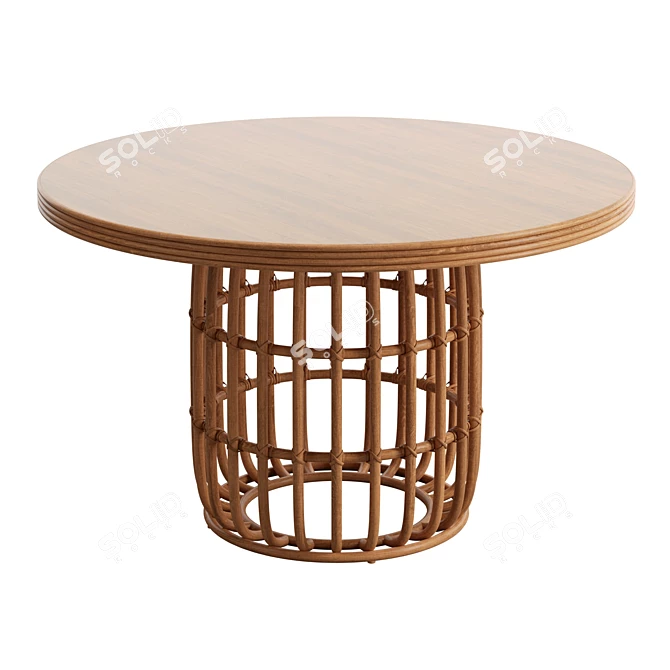 Boho Chic Rattan Oval Dining Table 3D model image 1