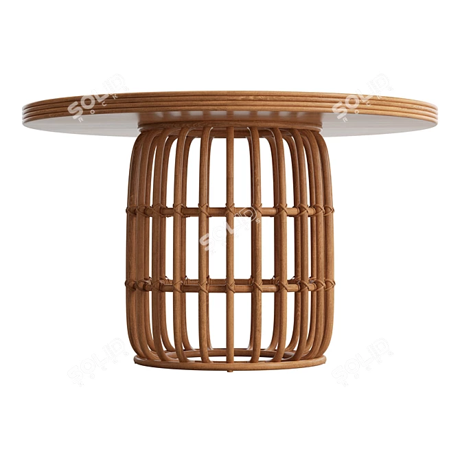 Boho Chic Rattan Oval Dining Table 3D model image 2