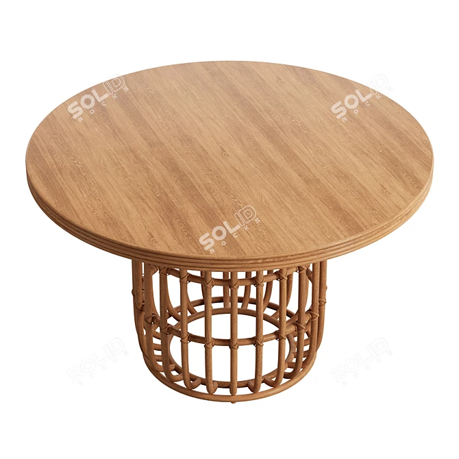 Boho Chic Rattan Oval Dining Table 3D model image 3