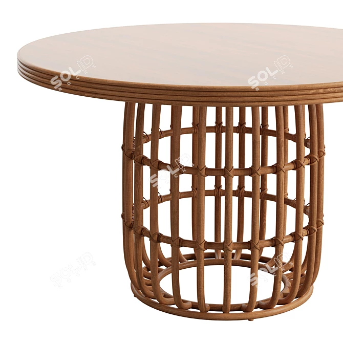 Boho Chic Rattan Oval Dining Table 3D model image 4
