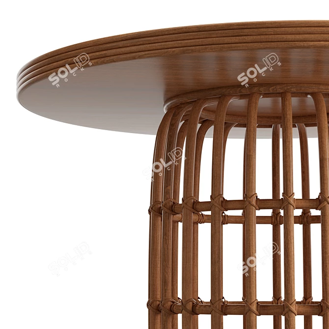 Boho Chic Rattan Oval Dining Table 3D model image 5