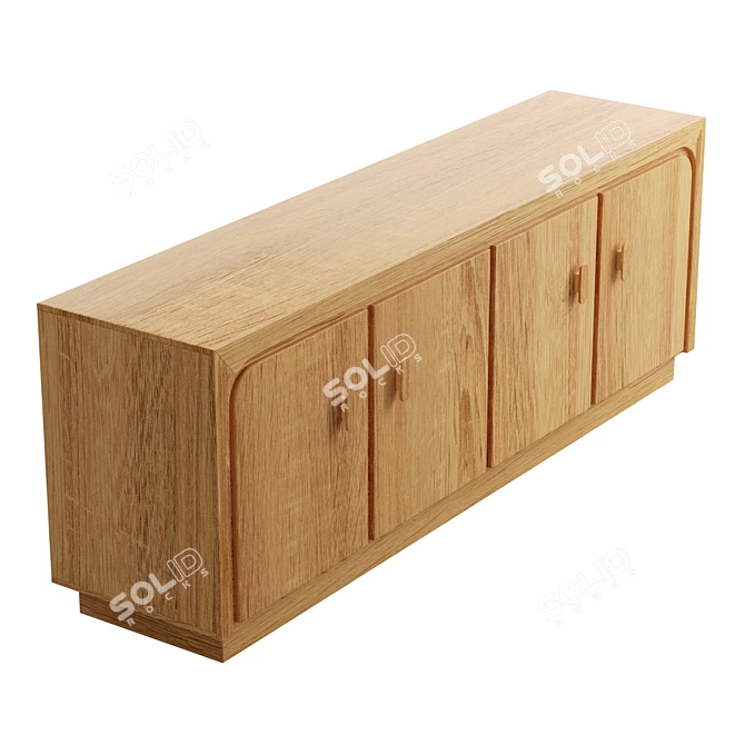 Modern Ash Media Console 3D model image 4