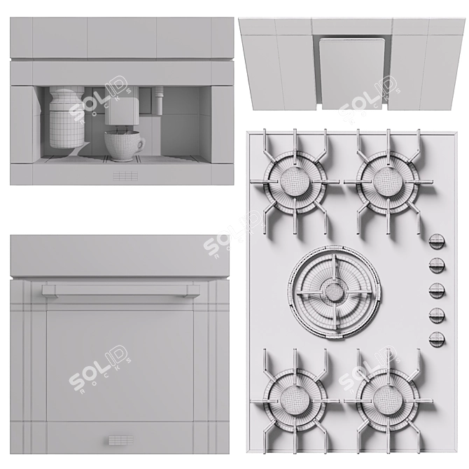 Miele Kitchen Collection: Oven, Coffee Maker, Gas Hob & Hood 3D model image 5