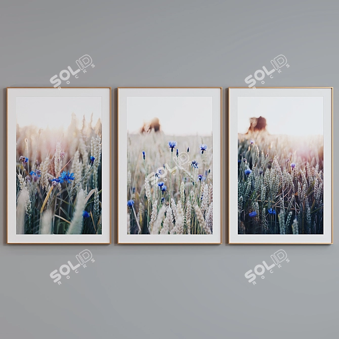 Modern Field Flowers Picture Frame Set 3D model image 3