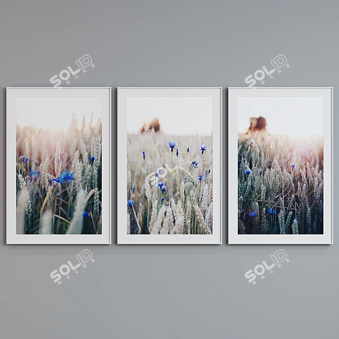 Modern Field Flowers Picture Frame Set 3D model image 5