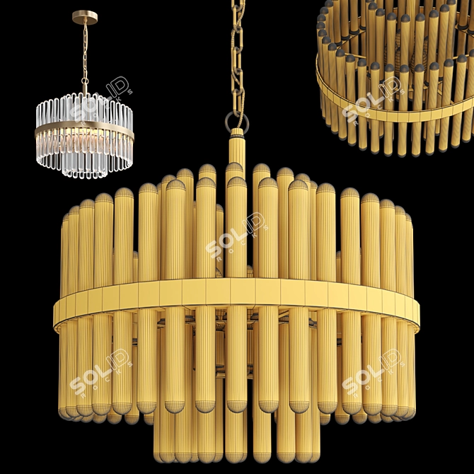 Elegant Gold Crystal Chandelier 3D model image 2