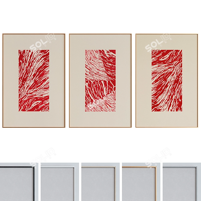 Modern Frame Trio with Abstract Images 3D model image 1