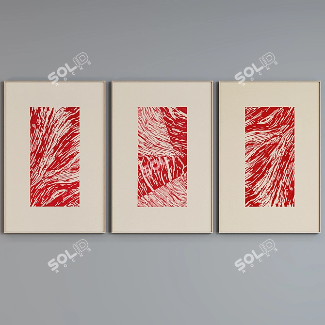 Modern Frame Trio with Abstract Images 3D model image 2