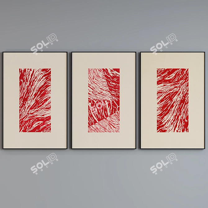 Modern Frame Trio with Abstract Images 3D model image 3