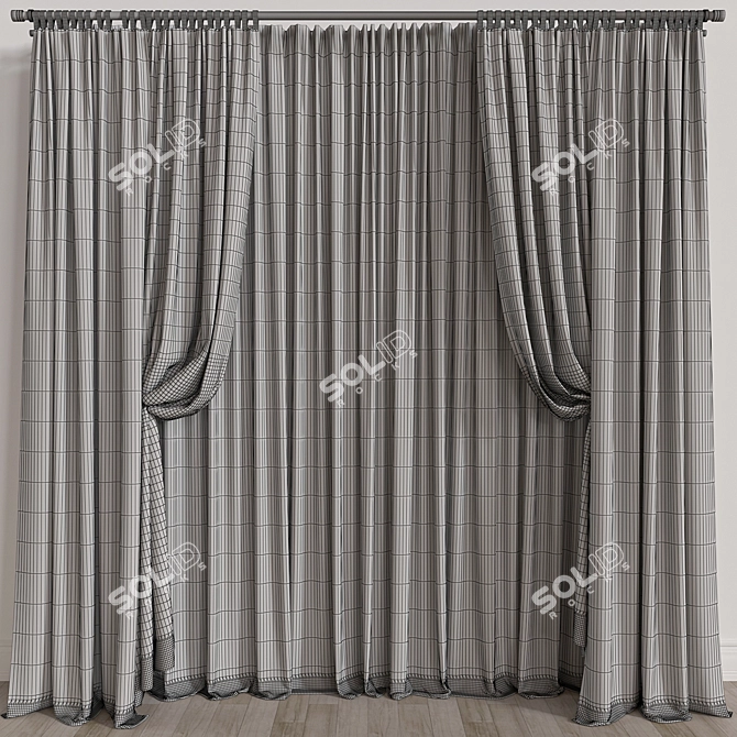 Elegant Window Drapes 3D model image 3