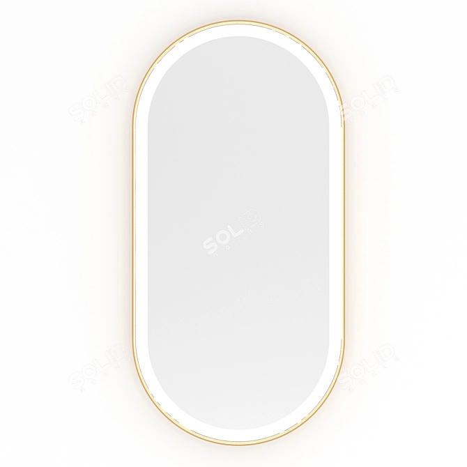 Gilded Glow: Brass Mirror Capsule with Front Lighting 3D model image 2