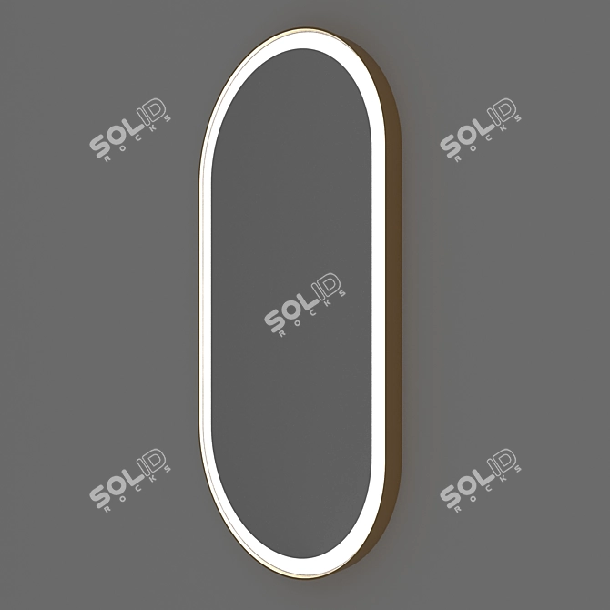 Gilded Glow: Brass Mirror Capsule with Front Lighting 3D model image 3