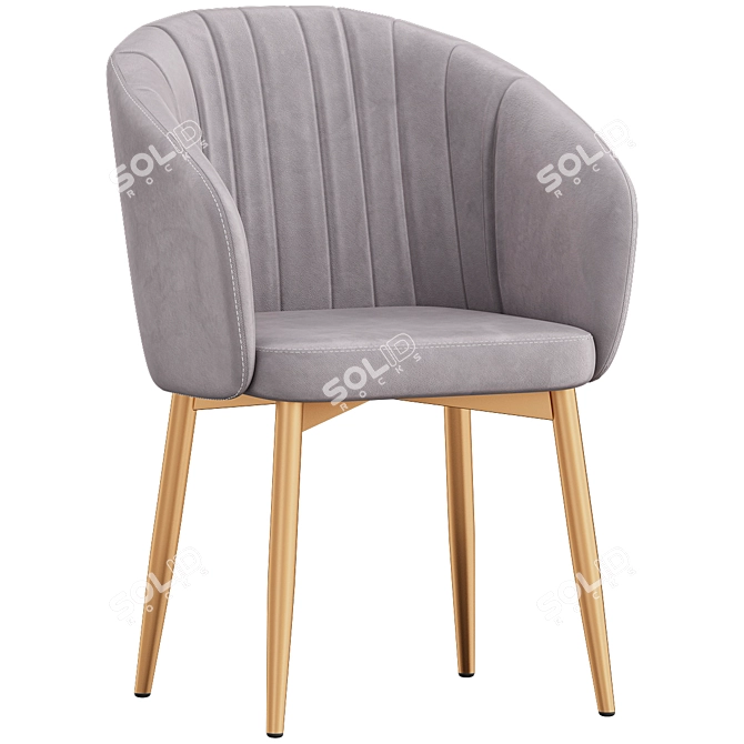 Elegant Garda Brown Velvet Chair 3D model image 3