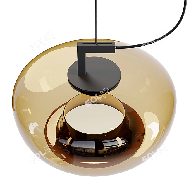 Elegant Blown Glass Pendant Lamp 3D model image 2