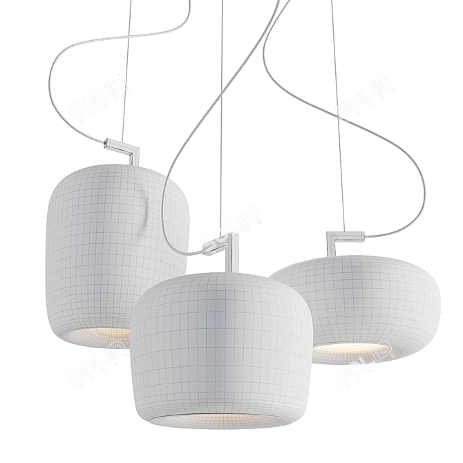Elegant Blown Glass Pendant Lamp 3D model image 3