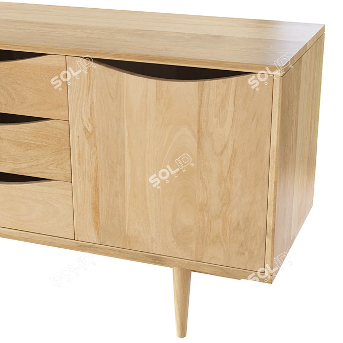 Stylish Fresno Sideboard in Natural Oak 3D model image 4