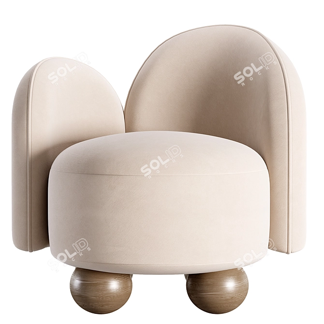 Minimalistic White Armchair 3D model image 1