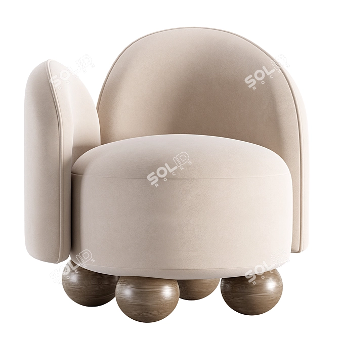 Minimalistic White Armchair 3D model image 2