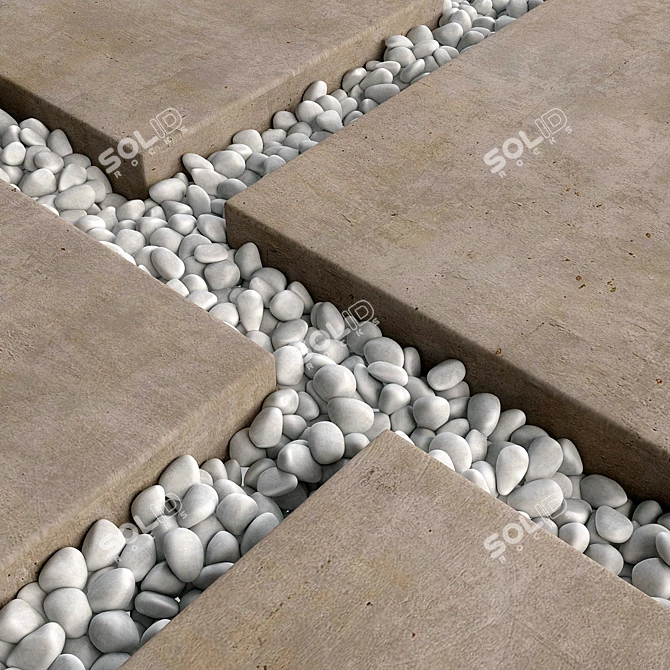 Pebble N10 Paving Tile: High-Quality Texture, Smooth Geometry 3D model image 3