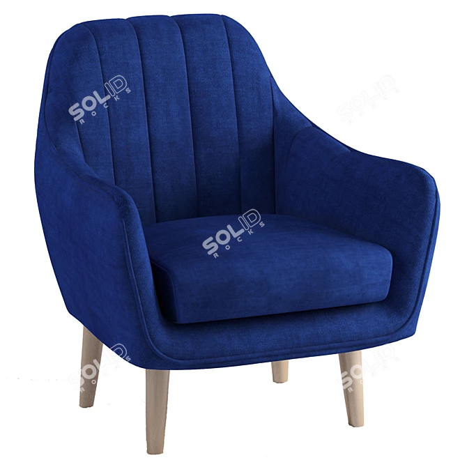 Modern Blue Polyester Wood Accent Chair 3D model image 1